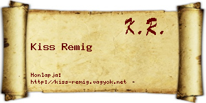 Kiss Remig névjegykártya